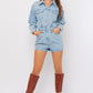 Long Sleeve Denim Romper