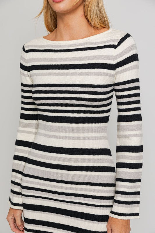 Boat Neck Bell Sweater Dress