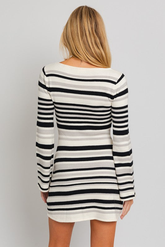 Boat Neck Bell Sweater Dress