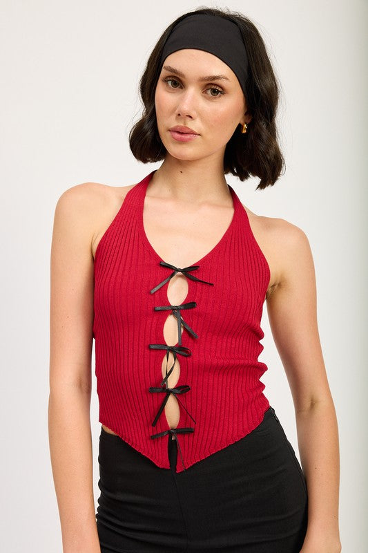 Bow Halter Neck Top