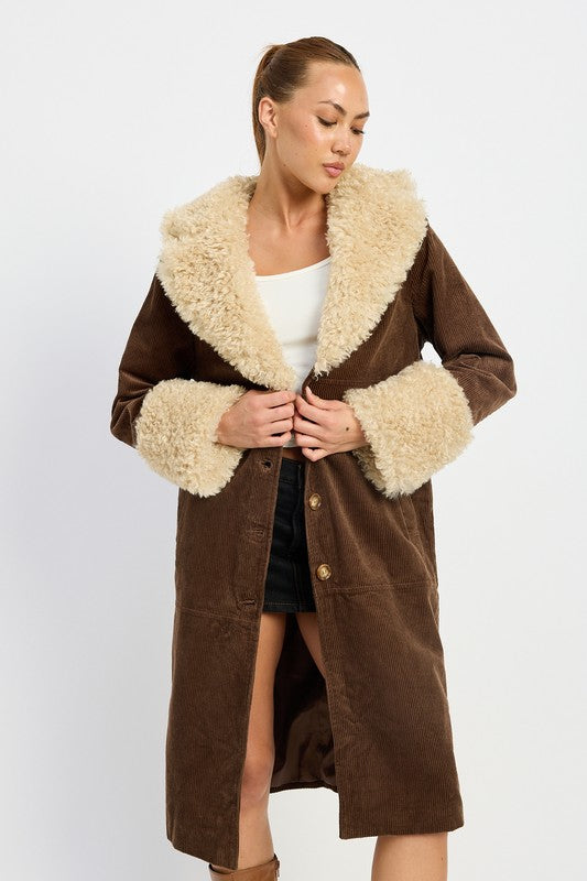 Faux Fur Trench Coat