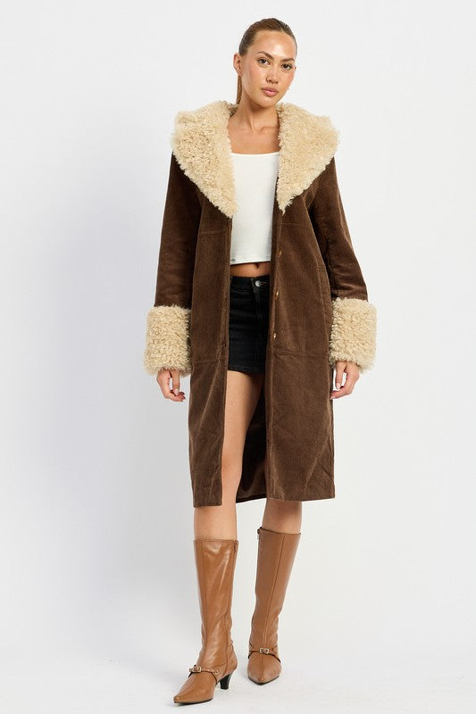 Faux Fur Trench Coat