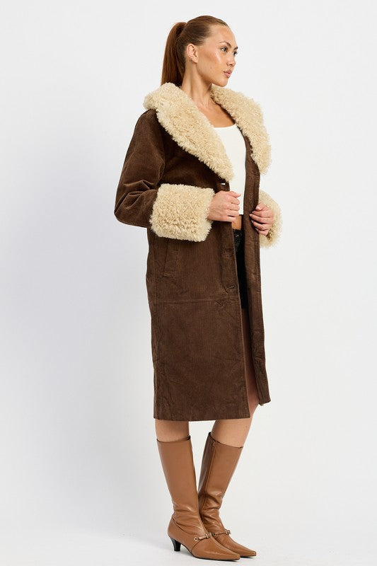 Faux Fur Trench Coat