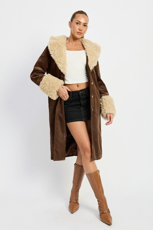 Faux Fur Trench Coat