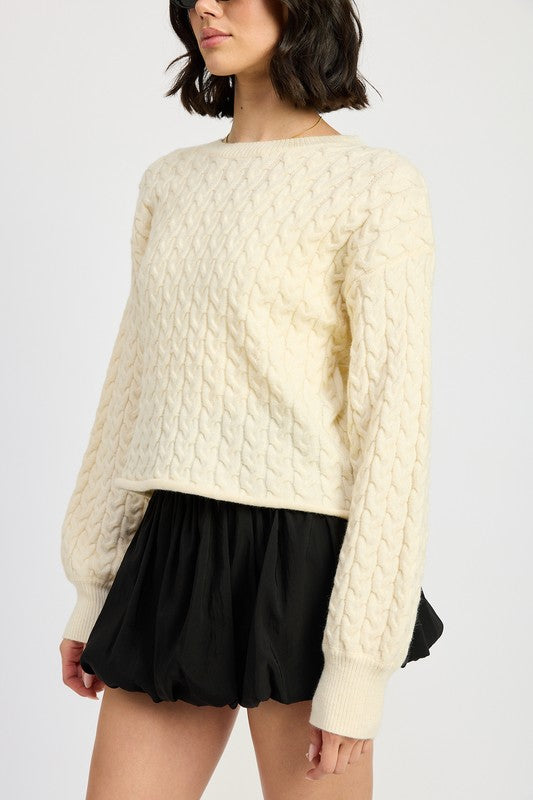 Cable Knit Crop Sweater