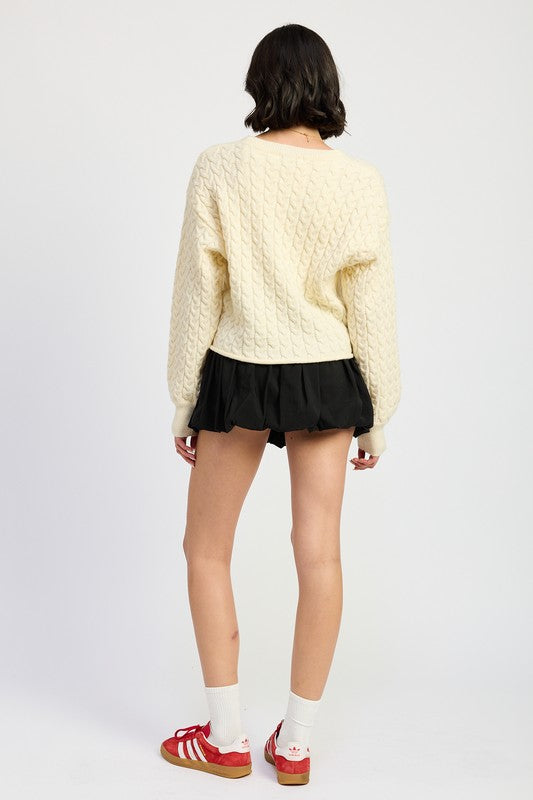 Cable Knit Crop Sweater