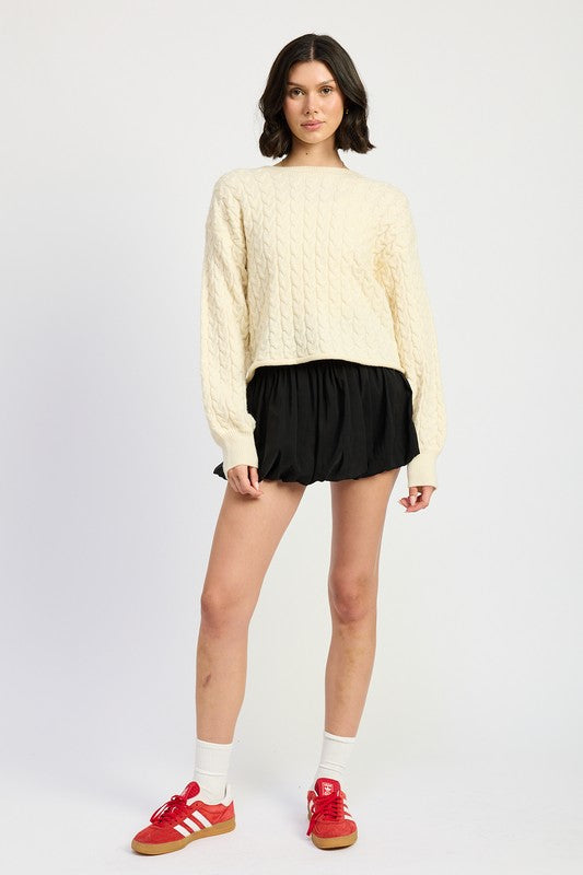 Cable Knit Crop Sweater