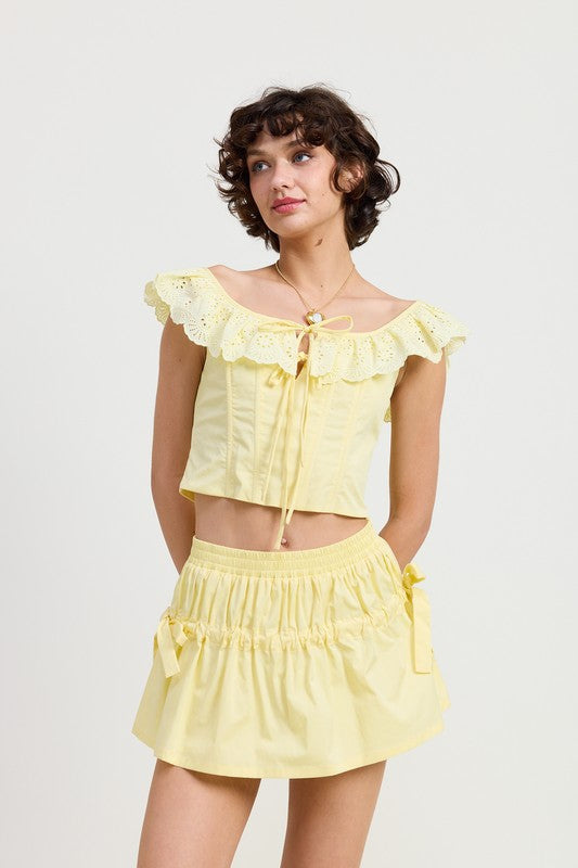 Square Neck Ruffle Corset Top