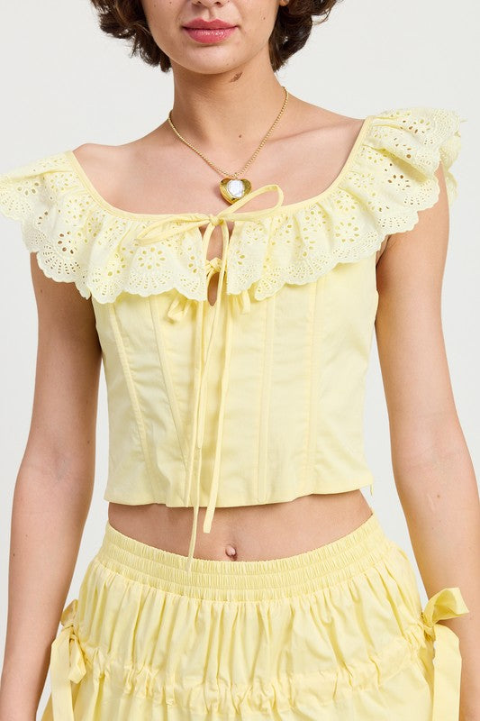 Square Neck Ruffle Corset Top