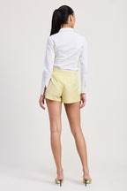 Contrast Waist Band Pleated Skort