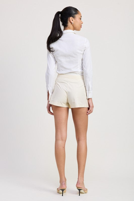 Contrast Waist Band Pleated Skort