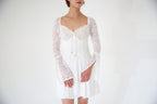 Lace Sleeves Tie Mini Dress