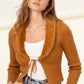 Fur Trim Tie Front Cardigan