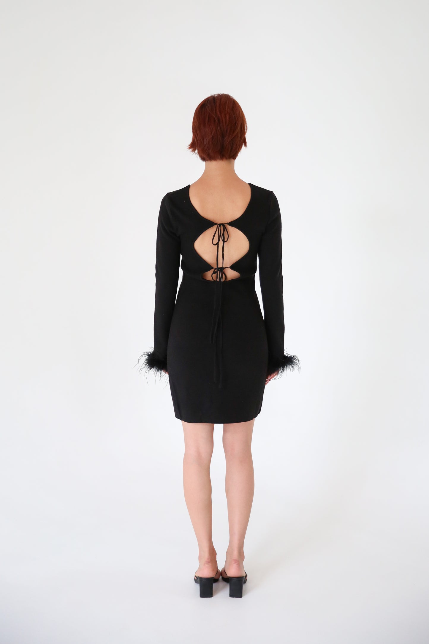 Cut-out Feather Mini Dress