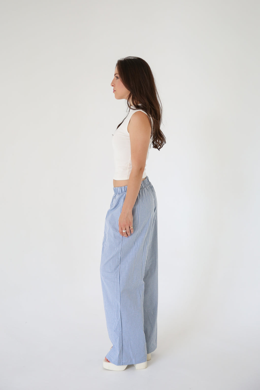 Gingham Wide Leg Pant