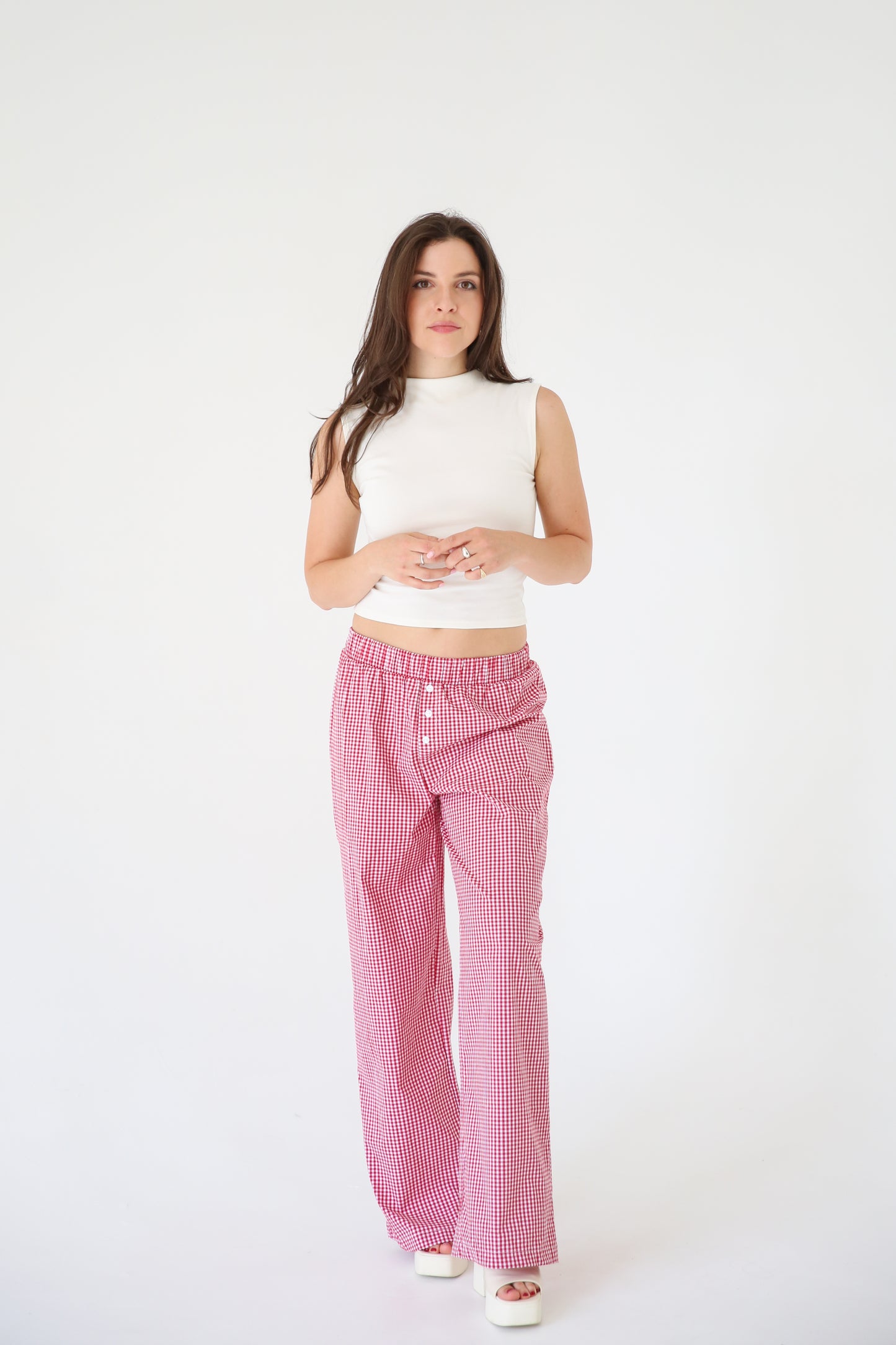 Gingham Wide Leg Pant