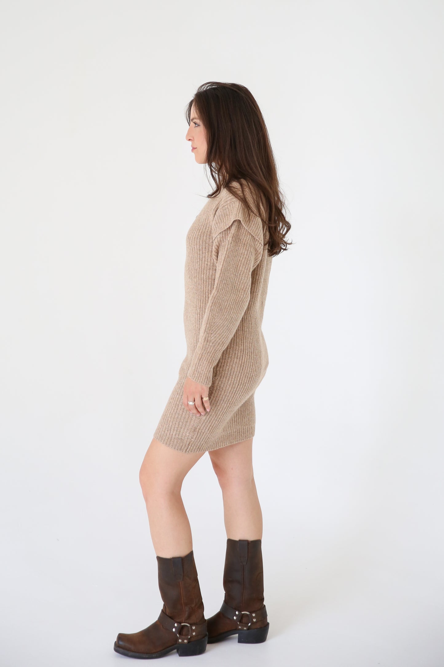 Ruffle Sweater Mini Dress