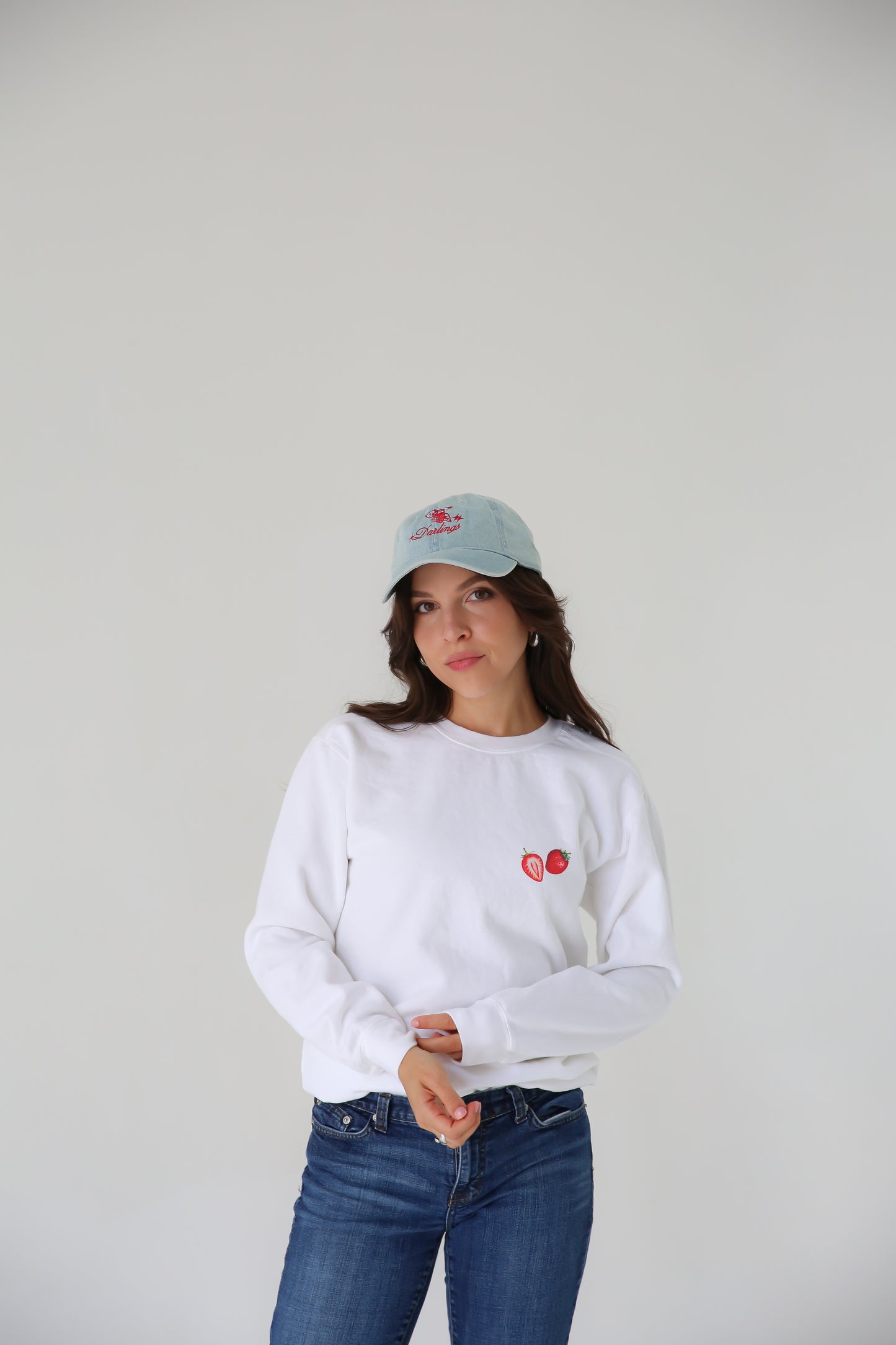 Strawberry Embroider Denim Hat