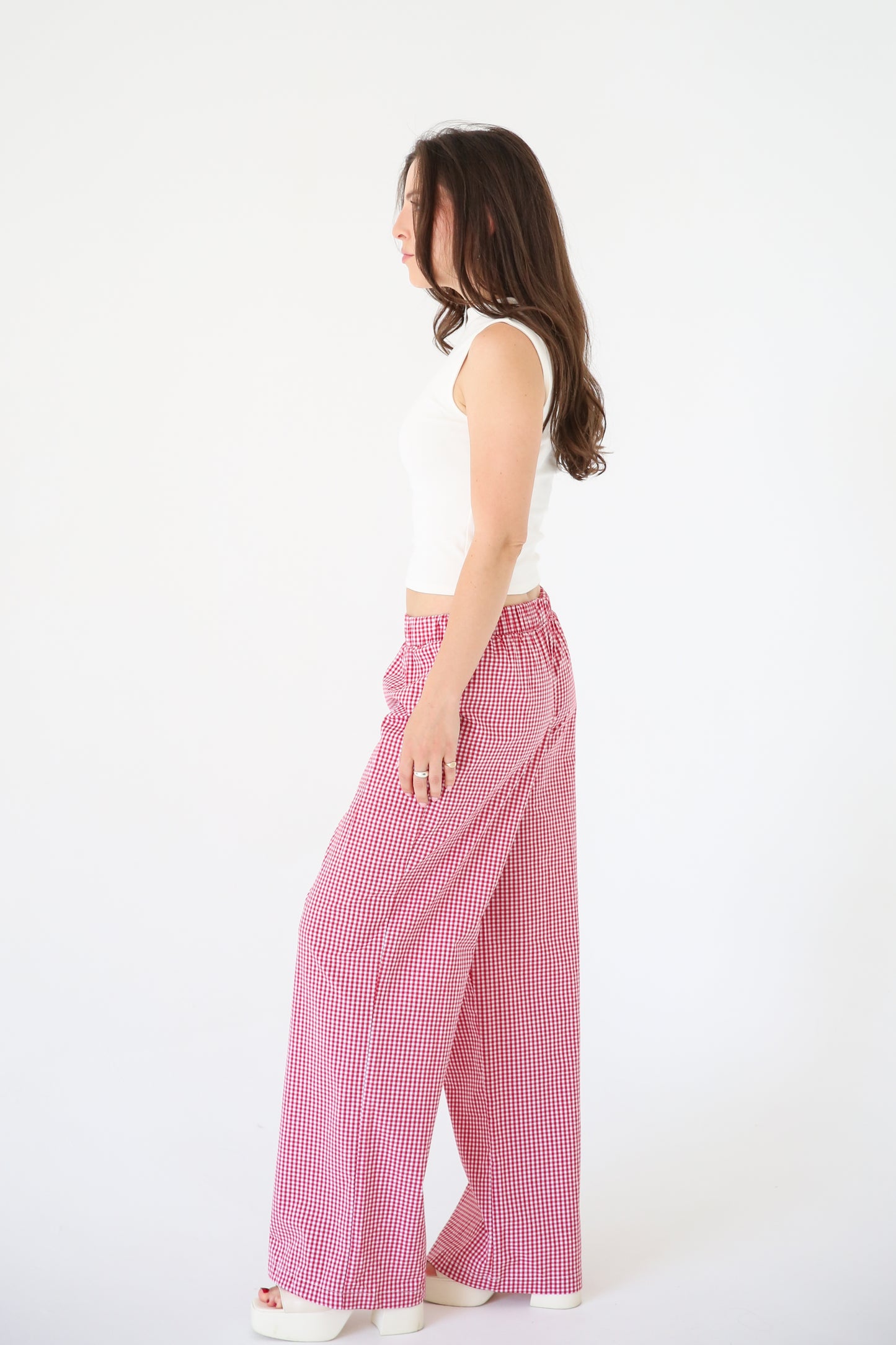 Gingham Wide Leg Pant