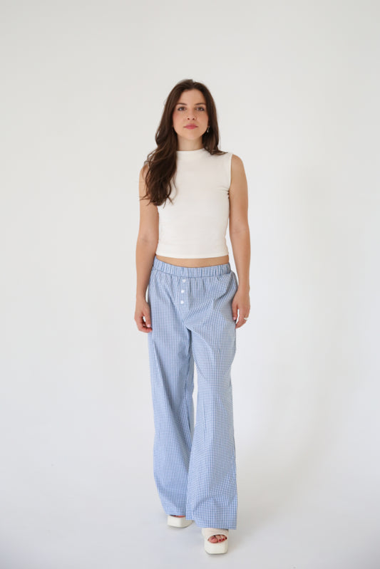 Gingham Wide Leg Pant