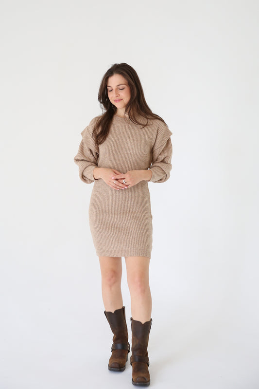 Ruffle Sweater Mini Dress